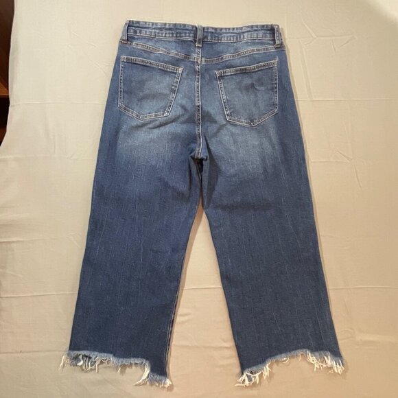Celebrity Pink Jeans Womens 15 High Rise Wide Leg Distressed Hem Dark Wash Blue - Picture 12 of 12